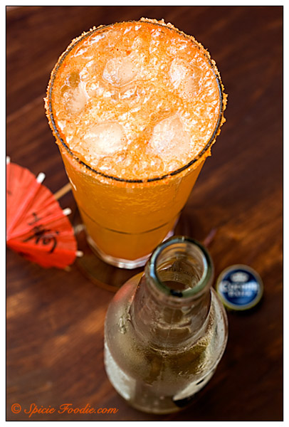 Ice Cold Micheladas recipes; receta; Michelada; Corona Beer; Corona Cerveza; Mexican; drink; Mexican bloody mary; Mexican Michelada; spicy; beer; chile sauce; Tabasco; ice cubes; recipe; easy; basic; Spicie Foodie; food blog
