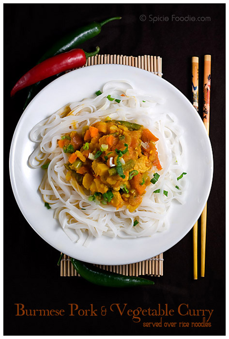 Burmese curry, pork, vegetables, Spicie Foodie