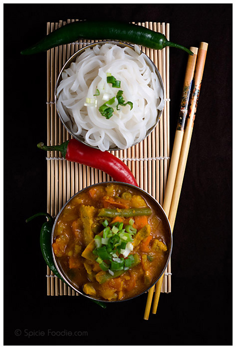 Burmese curry, pork, vegetables, Spicie Foodie