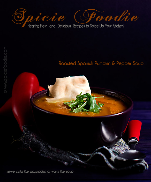 Roasted Spanish Pumpkin and Pepper Soup | Vegan Recipe by Spicie Foodie