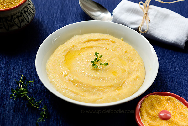 Creamy Polenta with Roasted Vegetables and Garlic Creamed Spinach | Recipe by Spicie Foodie 