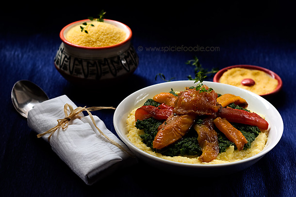 Creamy Polenta with Roasted Vegetables and Garlic Creamed Spinach | Recipe by Spicie Foodie 