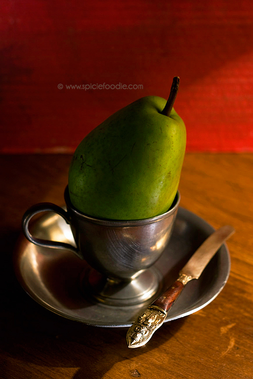 Sunday Snapshots: Just A Pear and Food Photography Tip by Spicie Foodie 