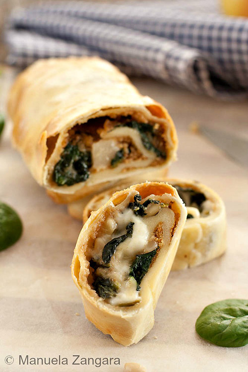 Spinach, Pear And Taleggio Strudel by Manu's Menu  | #strudel #spinach #pear #taleggio