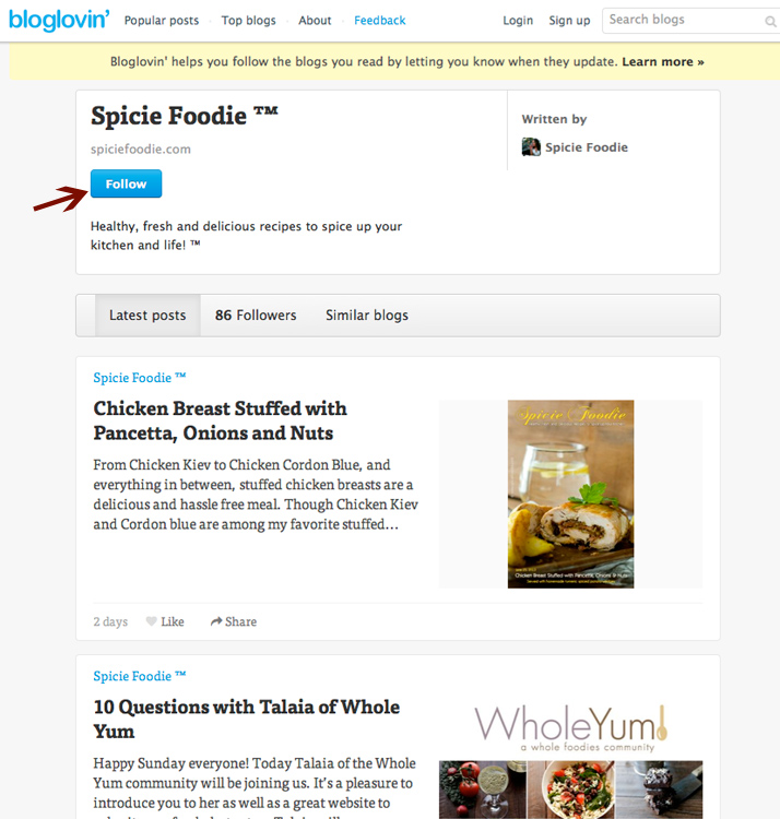 Follow Spicie Foodie on bloglovin'