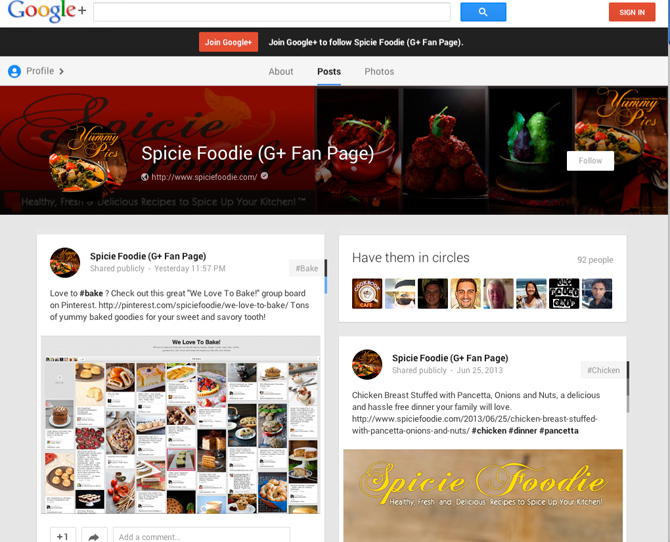 Follow Spicie Foodie on Google +