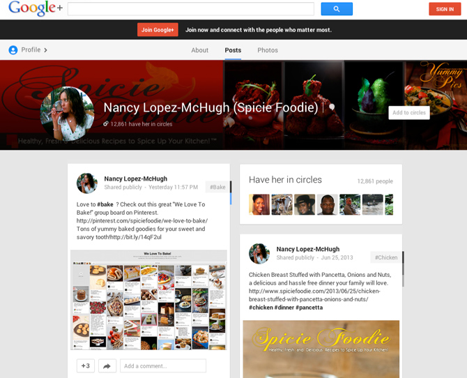 Add Nancy to your Google+ circles