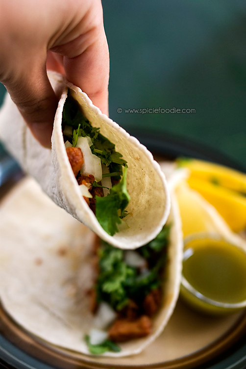 Pork (or Chicken) Tacos Cooked in Ancho Chile and Chile de Arbol Recipe  by @SpicieFoodie |  #Mexican #pork  #chili #peppers #spicy #dinner