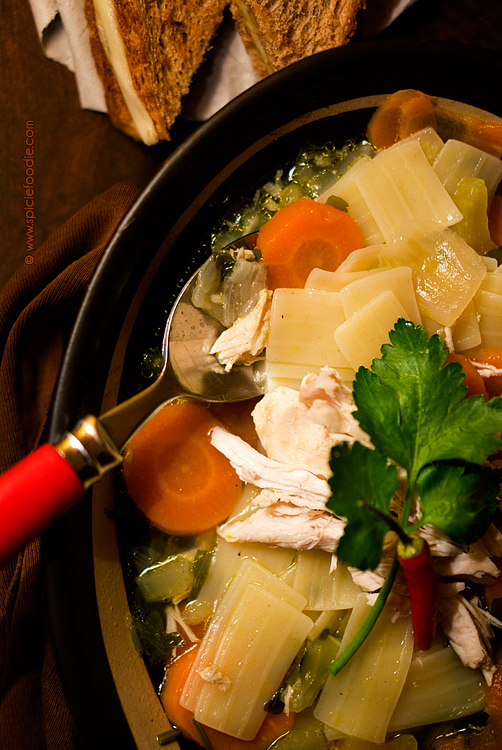 Spicy Lemongrass Chicken Noodle Soup Recipe by @SpicieFoodie| #soup #lemongrass #birdseyechili #thaichili