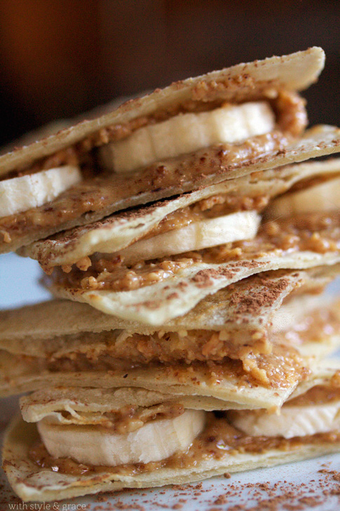 Almond Butter & Banana Quesadilla by @withstylegrace | #MeatlessMonday