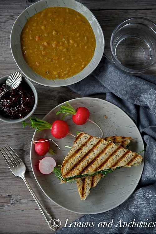 Grilled Cheese Sandwich with Fig Butter and Arugula by @lemonsanchovies | #MeatlessMonday