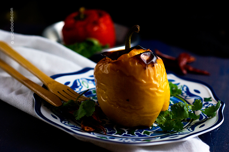 Roasted Stuffed Peppers by @SpicieFoodie