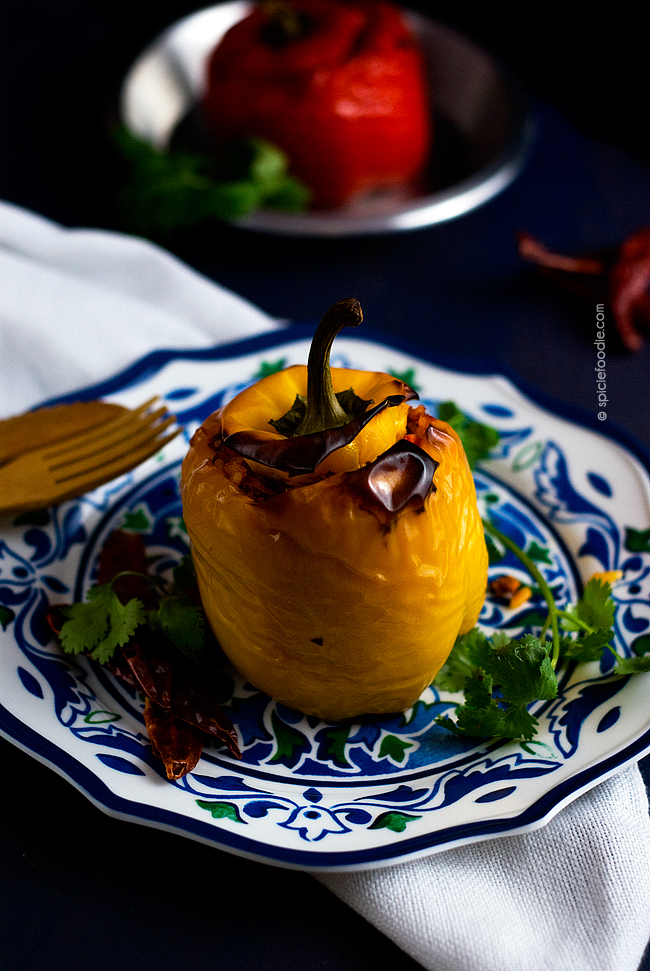 Roasted Stuffed Peppers by @SpicieFoodie